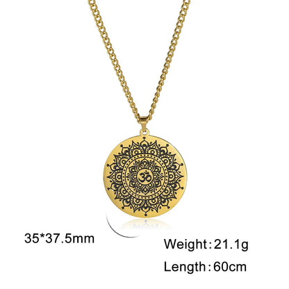 Yoga Lotus Om Aum Symbol Pendant Necklace Hindu Buddhist Stainless Steel Chain Meditation Spiritual Religious Jewellery The Clothing Company Sydney