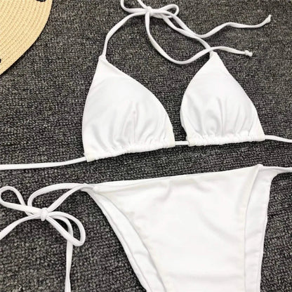 Neon Pink Brazilian Bikini Women Swimwear Halter Swimsuit Two piece Bikini set Bather Bathing Suit The Clothing Company Sydney