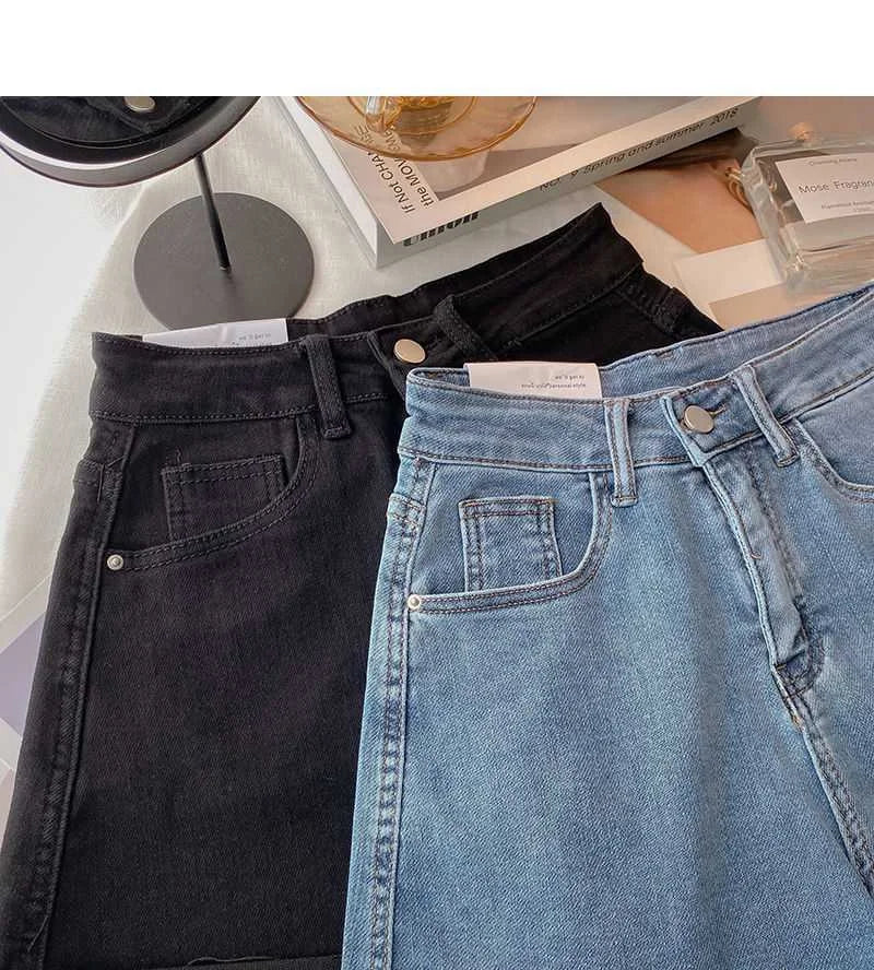 High Waist Plus-size Women Jeans Student Casual Versatile Trendy A- line Hot Pants Cotton Jeans Shorts The Clothing Company Sydney