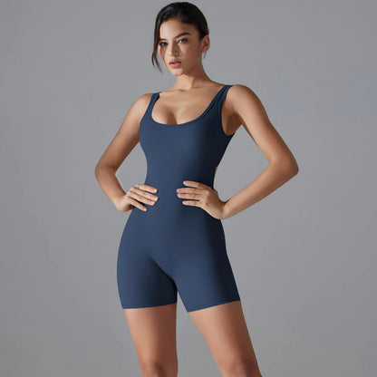 One Piece V Back Sports Jumpsuit Gym Romper Sleeveless Sportswear Bodysuit Women's Casual One-Piece Suit Yoga Clothing Set The Clothing Company Sydney