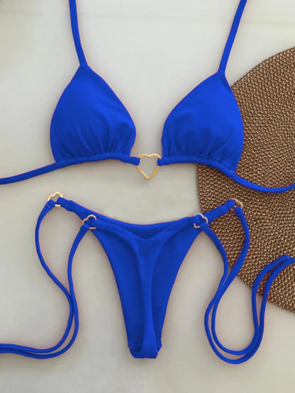 Women's White Bikini Low Waist Lace-up Swimsuit Two-piece Set Swimwear - The Clothing Company Sydney