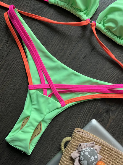 Metal Chain Decoration Swimwear Women Bikini Push Up Swimsuit Two Pieces Bathing Suit - The Clothing Company Sydney