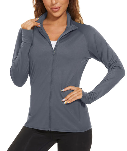 UPF 50+ Sun Protection Summer Shirts Women's Long Sleeve Shirts Full Zip Casual Jackets Zipper Pockets Golf Athlete Tops The Clothing Company Sydney