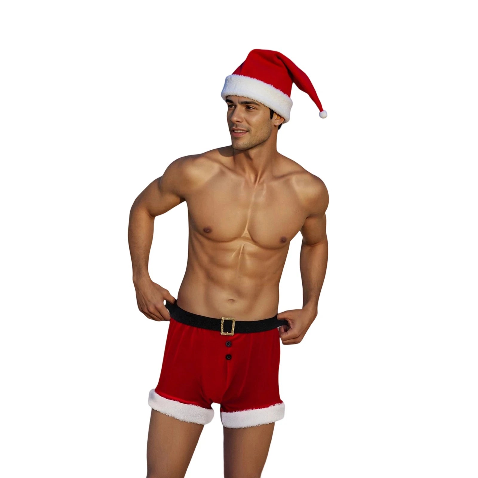 Men's Christmas Lingerie Set Red and White Boxer Briefs with Santa Hat Outfit Holiday Underwear The Clothing Company Sydney