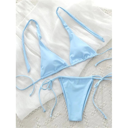 2 Piece Halter Mini Micro Thong Bikini Female Swimsuit Women Bikini set Bather Bathing Suit Swimwear The Clothing Company Sydney