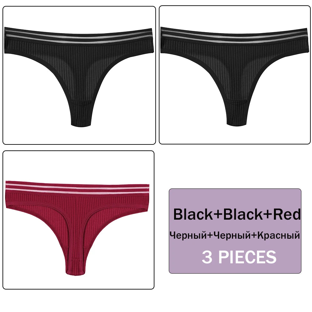 3 Pack Set Women's Panties Underwear Solid Colour Intimate Lingerie Panties Briefs G-string Panties Underwear The Clothing Company Sydney
