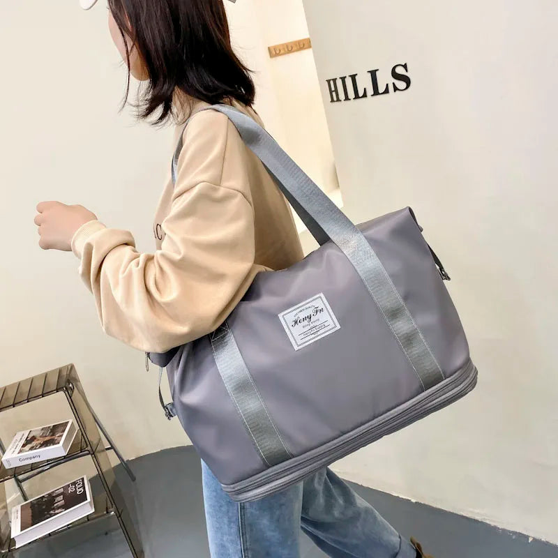 Travel Bag Women Shoulder Bag Casual Handbag Double Zipper Expansion Bag Large Bag Fashion Luggage Bag - The Clothing Company Sydney