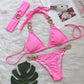 Rhinestone Two 2 Piece Swimsuit Crystal Thong String Bikini Set Women Swimwear Beach Wear Bathing Suit