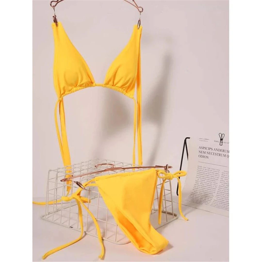 2 Piece Halter Mini Micro Thong Bikini Female Swimsuit Women Bikini set Bather Bathing Suit Swimwear The Clothing Company Sydney