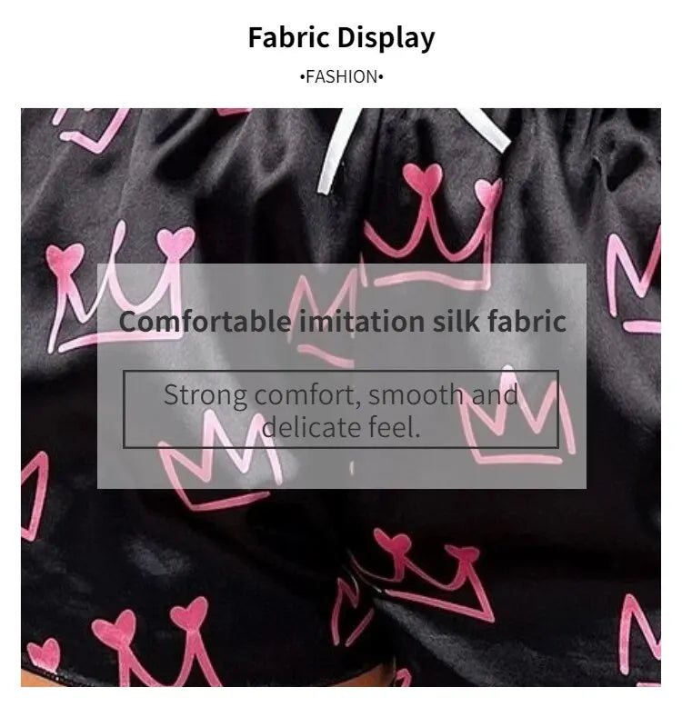 Women's Sexy Lingerie Satin Sleepwear Silk Cami Shorts Set Soft Sleep Pjs 2 Piece Nightwear Print Pajamas Homewear Pyjamas The Clothing Company Sydney