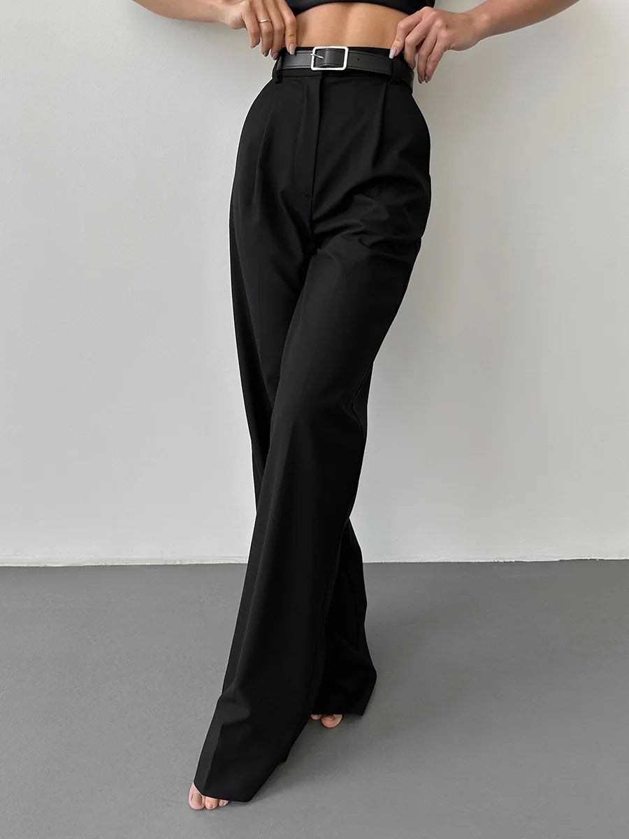 Classic Formal Straight Leg Pants Spring Summer Women's Versatile Casual Wear Loose Fit Wide Leg Pants The Clothing Company Sydney