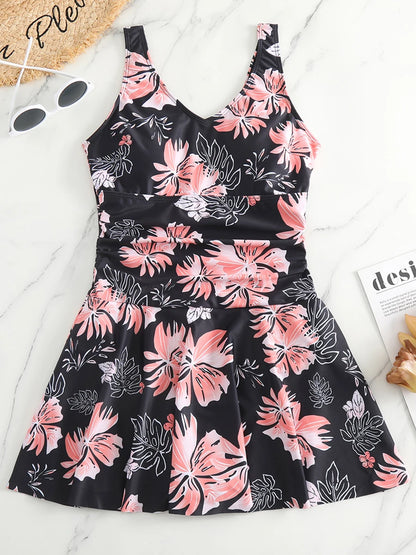 Printed Womens One Piece Swim Dress Padded Swimwear Bathers SwimSuit Beachwear - The Clothing Company Sydney