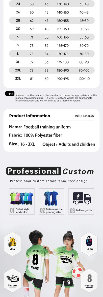 Adult Kids Football Jerseys Men Soccer Uniforms Sports Clothes Customised Futsal Sportswear Child Team Training Tracksuit Outfit The Clothing Company Sydney