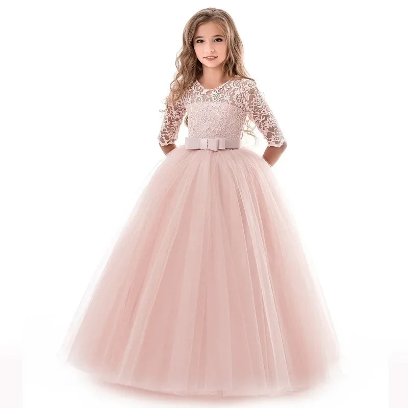 Girl's Dress Flower Wedding Elegant Lace Prom Bridesmaid Birthday Party Kids Lace Dress Vintage Performance Dresses The Clothing Company Sydney