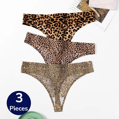 3 Pack Women's Panties Leopard Print Thongs Seamless Underwear Lingerie G-Strings T-Back - The Clothing Company Sydney