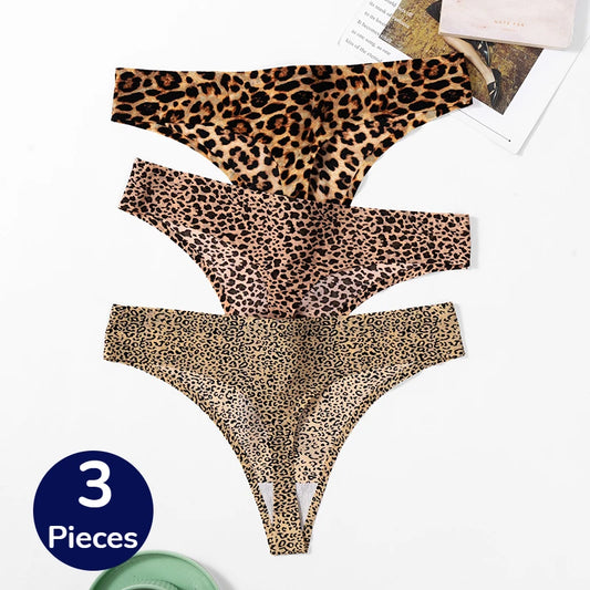 3 Pack Women's Panties Leopard Print Thongs Seamless Underwear Lingerie G-Strings T-Back - The Clothing Company Sydney