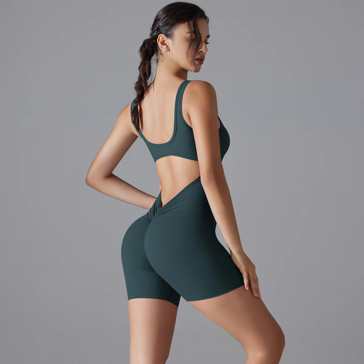 One Piece V Back Sports Jumpsuit Gym Romper Sleeveless Sportswear Bodysuit Women's Casual One-Piece Suit Yoga Clothing Set The Clothing Company Sydney