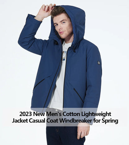 Men's  Lightweight Cotton Jacket Casual Trend Coat Male Windbreaker Coat hooded Jacket - The Clothing Company Sydney