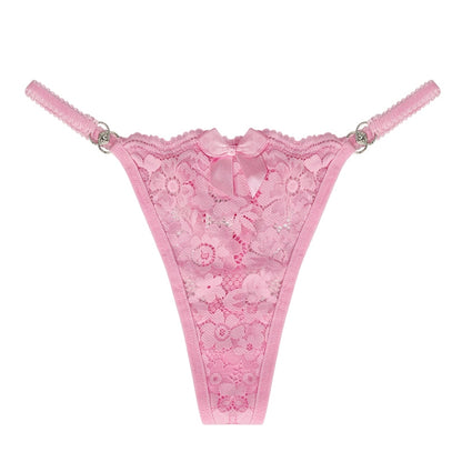 3 Piece Set Women's Lace Panties Perspective Underwear Low Waist Thin Strap Rhinestone Thong G-string Breathable Soft Lingerie The Clothing Company Sydney