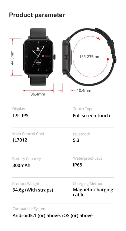 P81 Smart Watch Ultra 1.9 inch Screen 24H Health Monitor 100+ Sports Modes Bluetooth Smartwatch Men Women - The Clothing Company Sydney