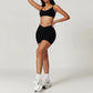 Women's Yoga Gym Activewear 2 Piece Set Sport Suit Workout Short Sleeve Crop Top High Waist Leggings Short Fitness Sports Wear