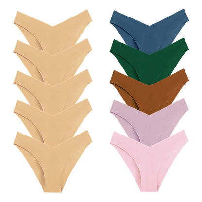 10 Pack Women's Seamless Panties V-Type Drop Waist Female Underwear Ice Silk Underpants Briefs The Clothing Company Sydney