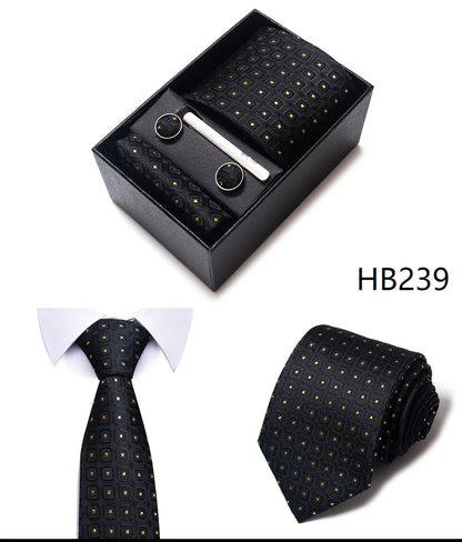 4 Piece Tie Handkerchief Cufflink Set For Men Necktie Holiday Gift Box Blue Gold Suit Accessories Slim Wedding Set The Clothing Company Sydney