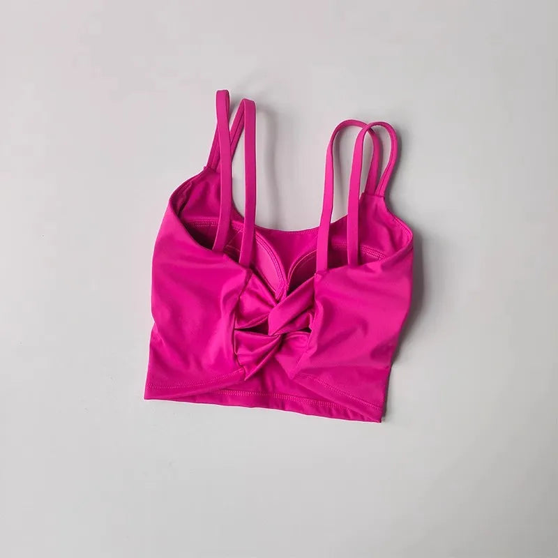 Women's Sports Bras Fitness Top Lingerie, Push Up Fixed Pad Yoga Bra Knotted Back Running Vest Gym Tops The Clothing Company Sydney