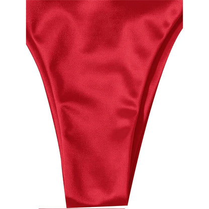 2 Piece Halter Satin Brazilian Bikini Swimwear Swimsuit Two piece Bikini set Bather Bathing Suit - The Clothing Company Sydney