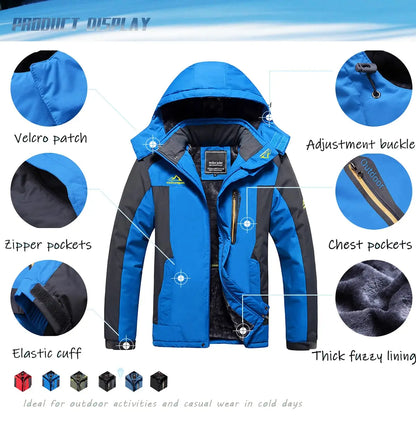 Winter Fleece Lining Parka Waterproof Men's Ski Snowboard Jackets Windproof Removable Hoodie Coats Casual Windbreaker - The Clothing Company Sydney