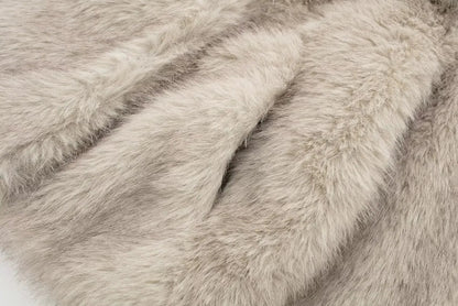 Women's Fashion Cropped Faux Fur Jacket Coat Long Sleeve Front Snap-button Outerwear Chic Lapel Collar Thick Coat The Clothing Company Sydney