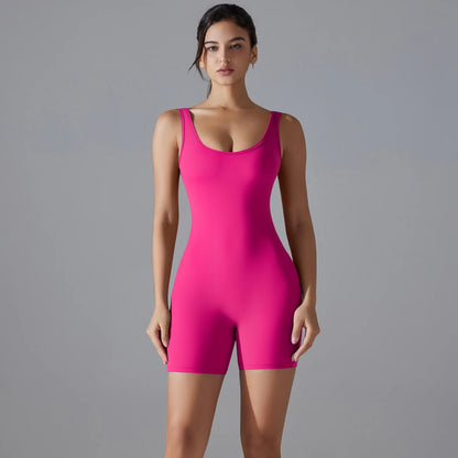 V Back Scrunch Sports Jumpsuit Gym Romper Sleeveless Sportswear Bodysuits Women Casual One-Piece Suit Yoga Clothing - The Clothing Company Sydney