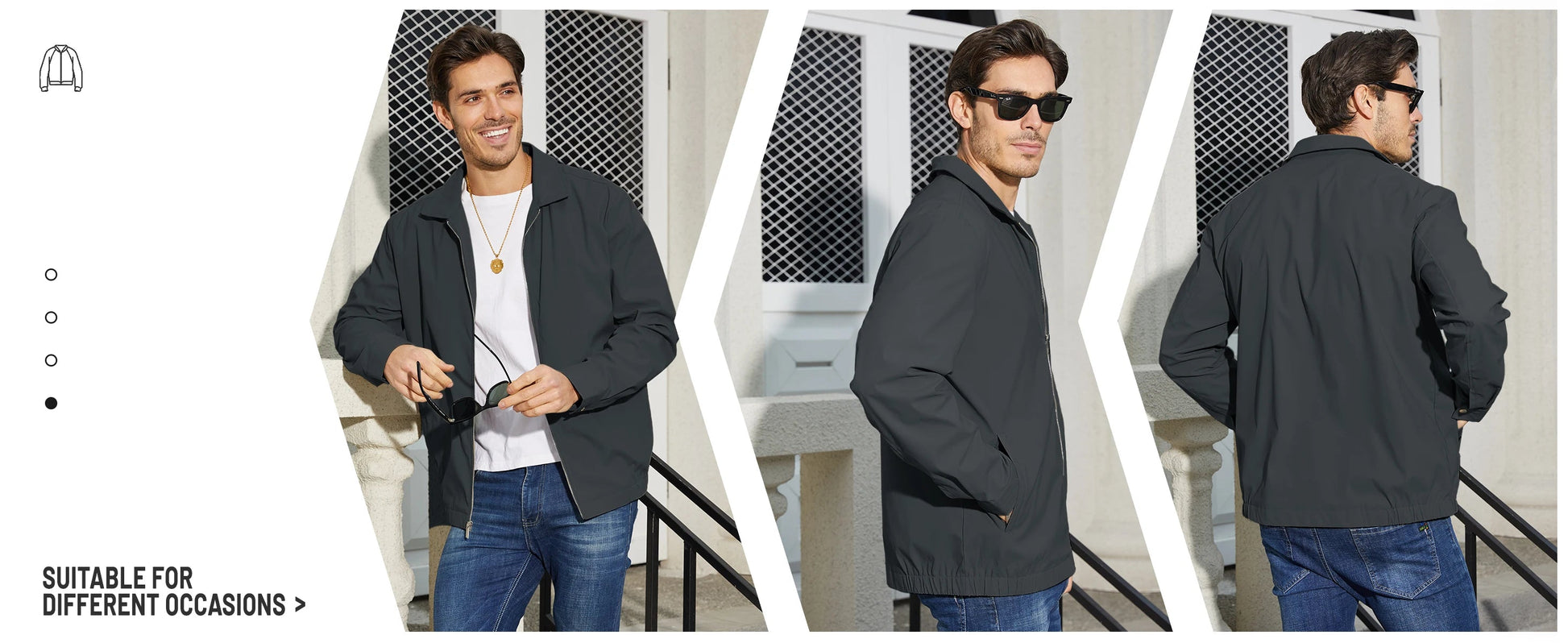 Lightweight Work Jackets Mens Fashion Tunic Style Zipper Pockets Bomber Jackets Full Zip Spring Fall Outerwear The Clothing Company Sydney