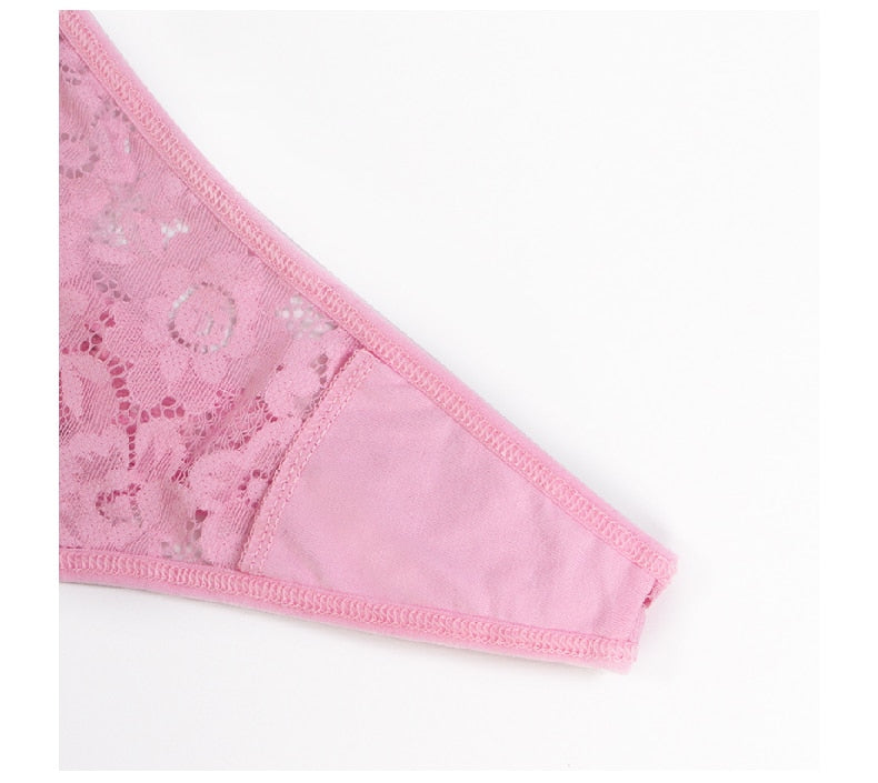 3 Piece Set Women's Lace Panties Perspective Underwear Low Waist Thin Strap Rhinestone Thong G-string Breathable Soft Lingerie The Clothing Company Sydney