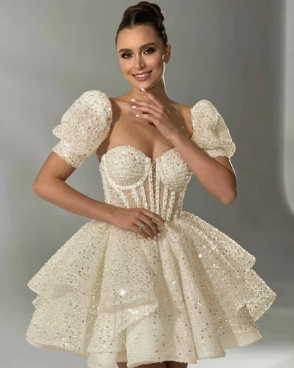 Sweetheart A-Line Evening Sweetheart A-Line Mini Wedding Dress Detachable Sleeves Prom Gowns Bride Formal Party Dress The Clothing Company Sydney