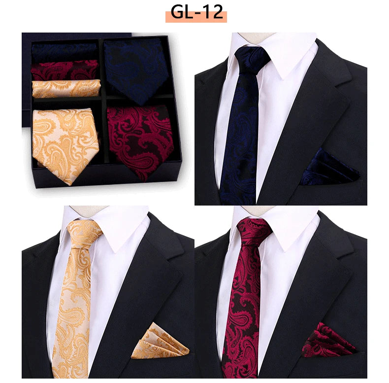 Luxury Men's Tie Sets In Gift Box Paisley Striped Necktie Handkerchief For Men Wedding Formal Clothing Accessories Set The Clothing Company Sydney
