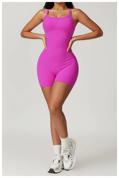 Women's Cross Strap Romper Backless Set Fitness Bodysuit Sportswear Gym Clothes Jumpsuit One-piece Playsuit Yoga Suit - The Clothing Company Sydney