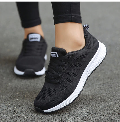Women's Flats Fashion Lightweight Lace Up Round Toe Sneakers Walking Shoes - The Clothing Company Sydney