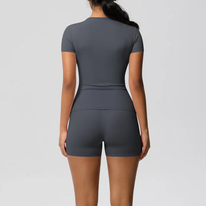 Workout Sportswear 2 Piece Piece Female Yoga Shirt Push Up Workout Clothes Outdoors Sport  High Waist  Fitness Sport Shorts - The Clothing Company Sydney