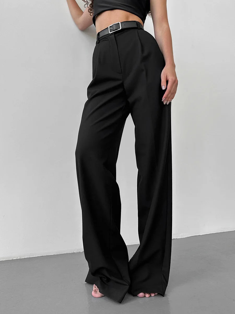 Classic Formal Straight Leg Pants Spring Summer Women's Versatile Casual Wear Loose Fit Wide Leg Pants The Clothing Company Sydney