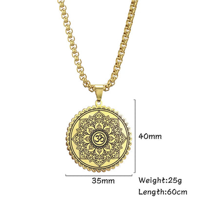 Yoga Lotus Om Aum Symbol Pendant Necklace Hindu Buddhist Stainless Steel Chain Meditation Spiritual Religious Jewellery The Clothing Company Sydney