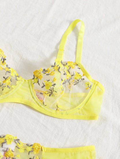 Lace Transparent Underwear Fairy Embroidery Brief Sets Delicate Bra Kit Push Up Bra Lingerie Set - The Clothing Company Sydney