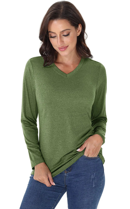 UPF 50+ Sun Protection Long Sleeve Shirts Womens V Neck Summer T-Shirts Outdoor Athletic Workout Running Gym Sportswear The Clothing Company Sydney