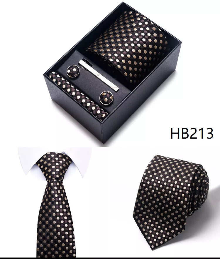 4 Piece Tie Handkerchief Cufflink Set For Men Necktie Holiday Gift Box Blue Gold Suit Accessories Slim Wedding Set The Clothing Company Sydney