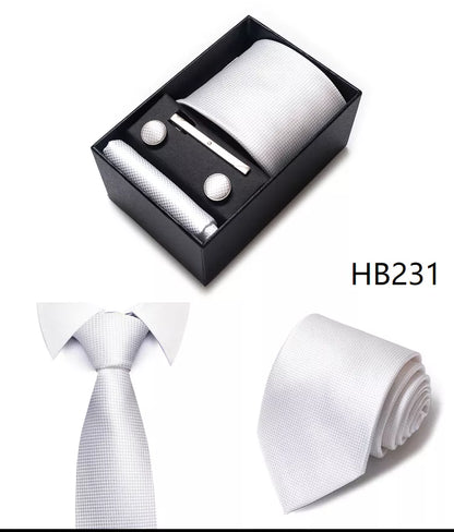 4 Piece Tie Handkerchief Cufflink Set For Men Necktie Holiday Gift Box Blue Gold Suit Accessories Slim Wedding Set The Clothing Company Sydney