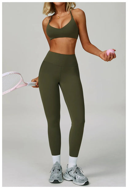2 Piece Set Women's Tracksuit Fitness Clothes Yoga Sets Sportswear Workout Bra High Waist Leggings Set Gym Clothing Sports Suits The Clothing Company Sydney
