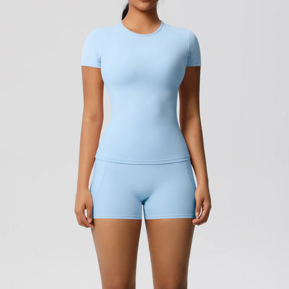 Workout Sportswear 2 Piece Piece Female Yoga Shirt Push Up Workout Clothes Outdoors Sport  High Waist  Fitness Sport Shorts - The Clothing Company Sydney