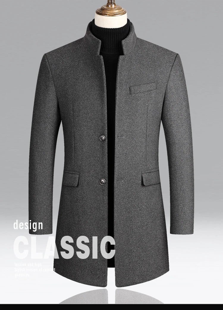 Business Casual Trench Coat Men Style Winter Coat Men's Autumn and Winter Wool Mix Coat Jacket The Clothing Company Sydney