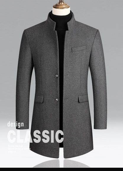 Business Casual Trench Coat Men Style Winter Coat Men's Autumn and Winter Wool Mix Coat Jacket The Clothing Company Sydney