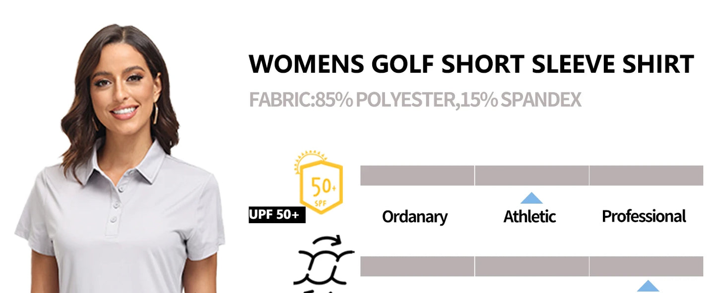 Summer UPF 50+ Short Sleeve Shirts Women's Sun Protection T-shirts Quick Dry 4 Buttons Tennis Workout Tee Golf Pullovers The Clothing Company Sydney